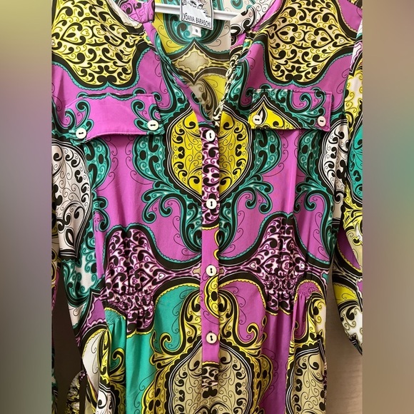 ⚪️ Yoana Baraschi vintage floral dress size 8 paisley belted - Picture 7 of 10